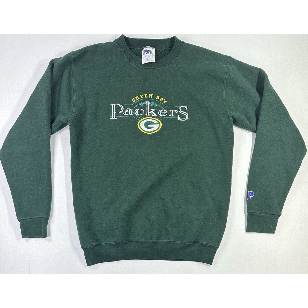Vintage Green Bay Packers Pro Player Sweatshirt Youth 18/20 Green Embroidered